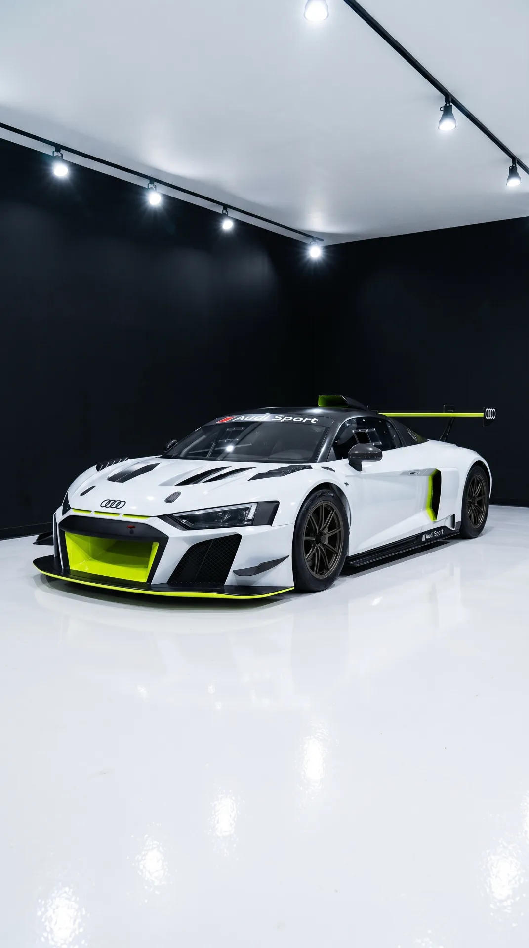 Finished Audi R8 GT2 — front three-quarter view under studio lighting