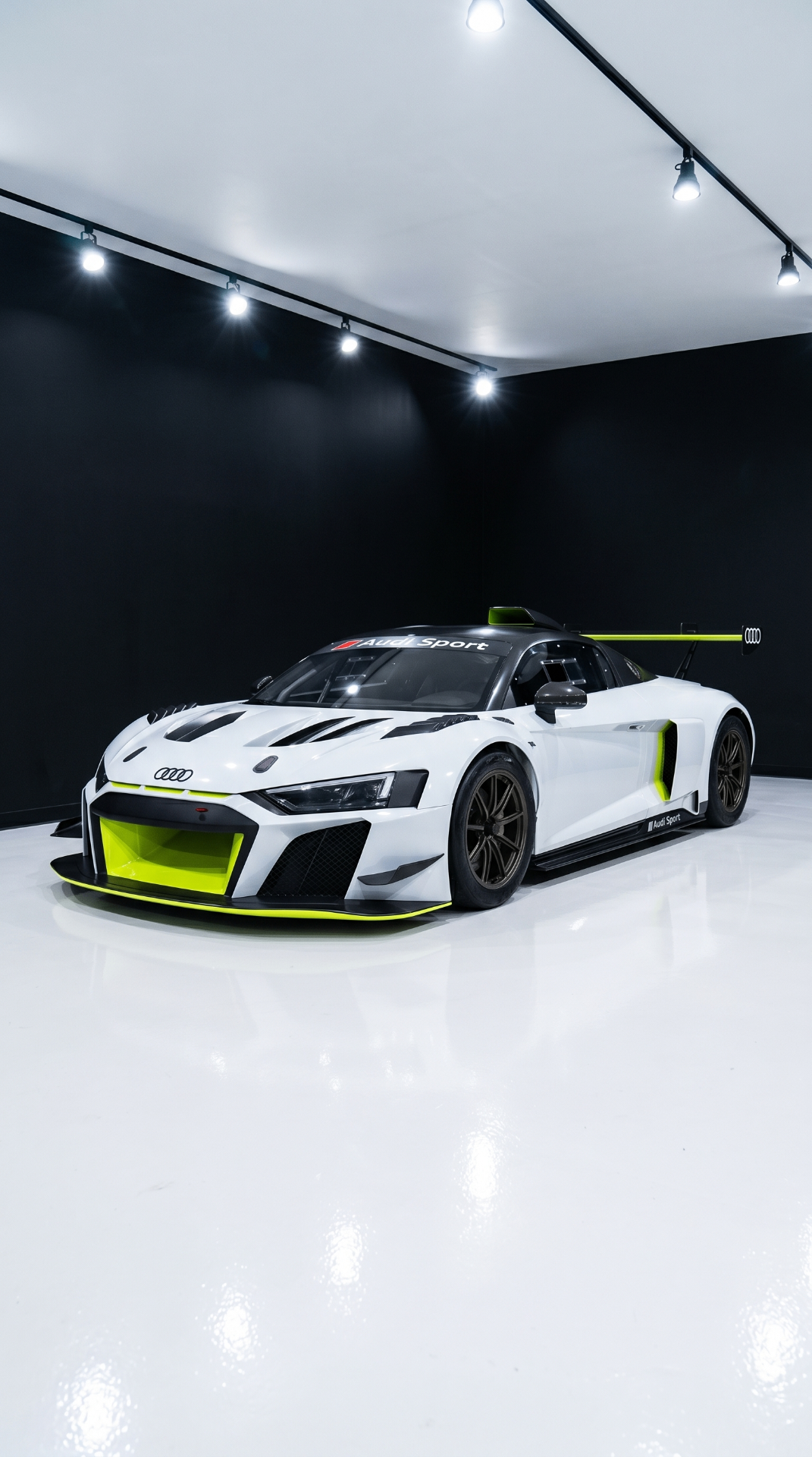 Finished Audi R8 GT2 — front three-quarter view under studio lighting