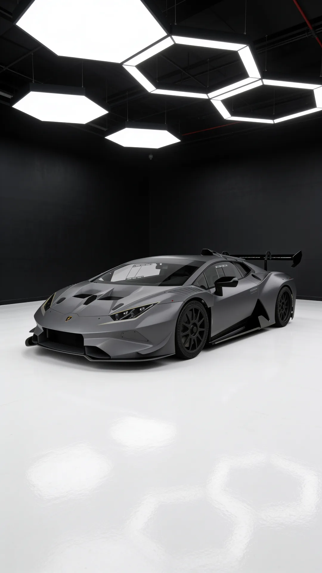 Lamborghini Huracán Super Trofeo conversion — front three-quarter view in the NorthSea Dynamics studio